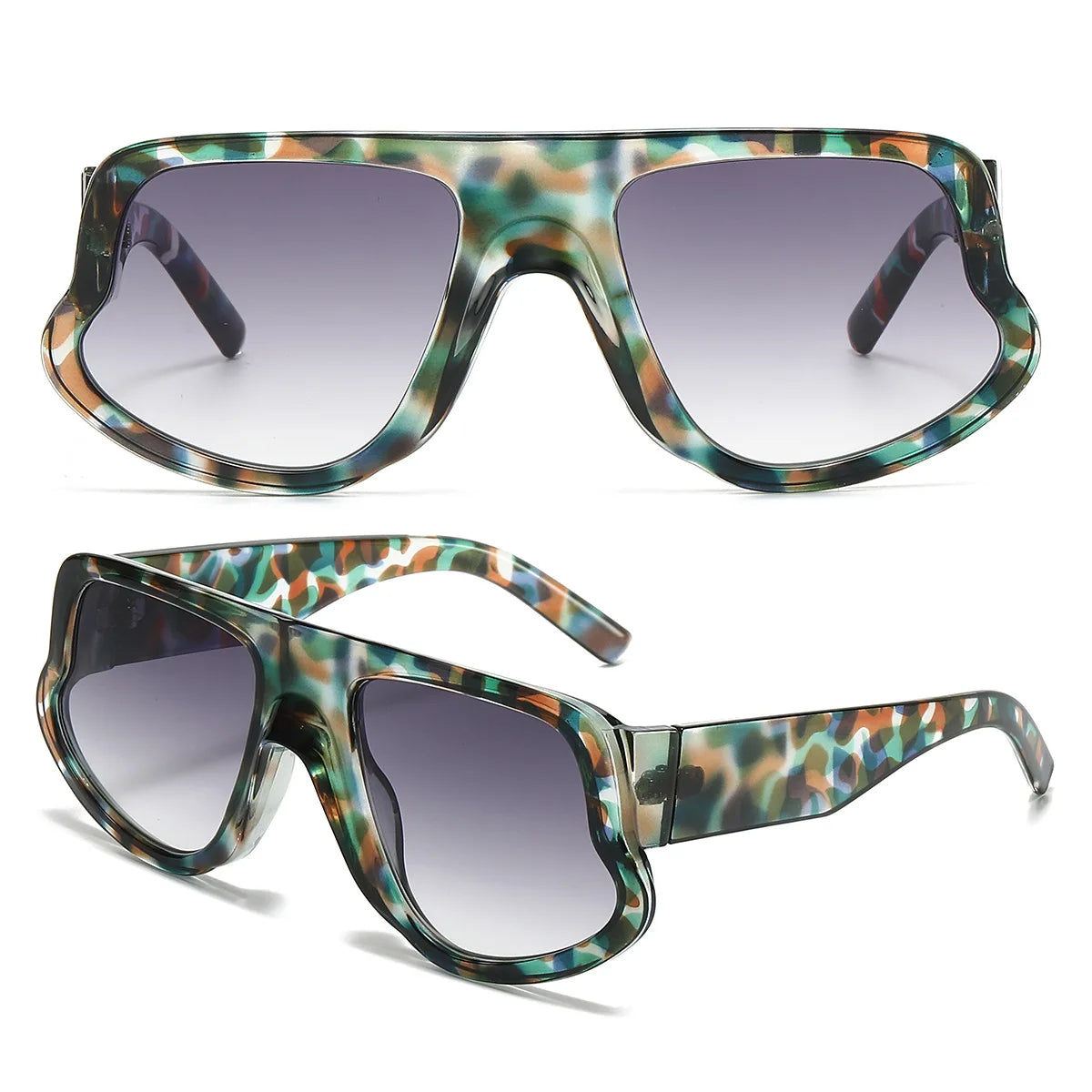 2025 European American Fashion Large Frame Anti-UV Sunglasses Polygonal Butterfly Design with Personalized PC Frame UV400 Lenses