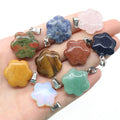 New Style Gemstone Jewelry 20MM Flower Crystal Pendant Necklace Natural Stone Green Aventurine Rose Quartz Pendant