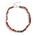 Colorful Natural Gravel Necklace Bohemia Style Summer Ornament Natural Stone Necklace for Woman