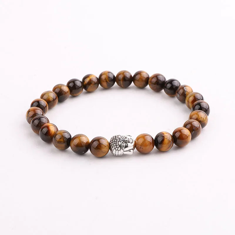 Factory Direct Making Cheap Natural Amazonite Stone Zinc Alloy Buddha Peace Life Tree  Charm Elastic Beads Bracelet Women Men