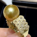 R1169 11-12mm Natural Freshwater Pearl Ring Accessory 925 Sterling Silver Adjustable Size Engagement Jewelry Ring for Women