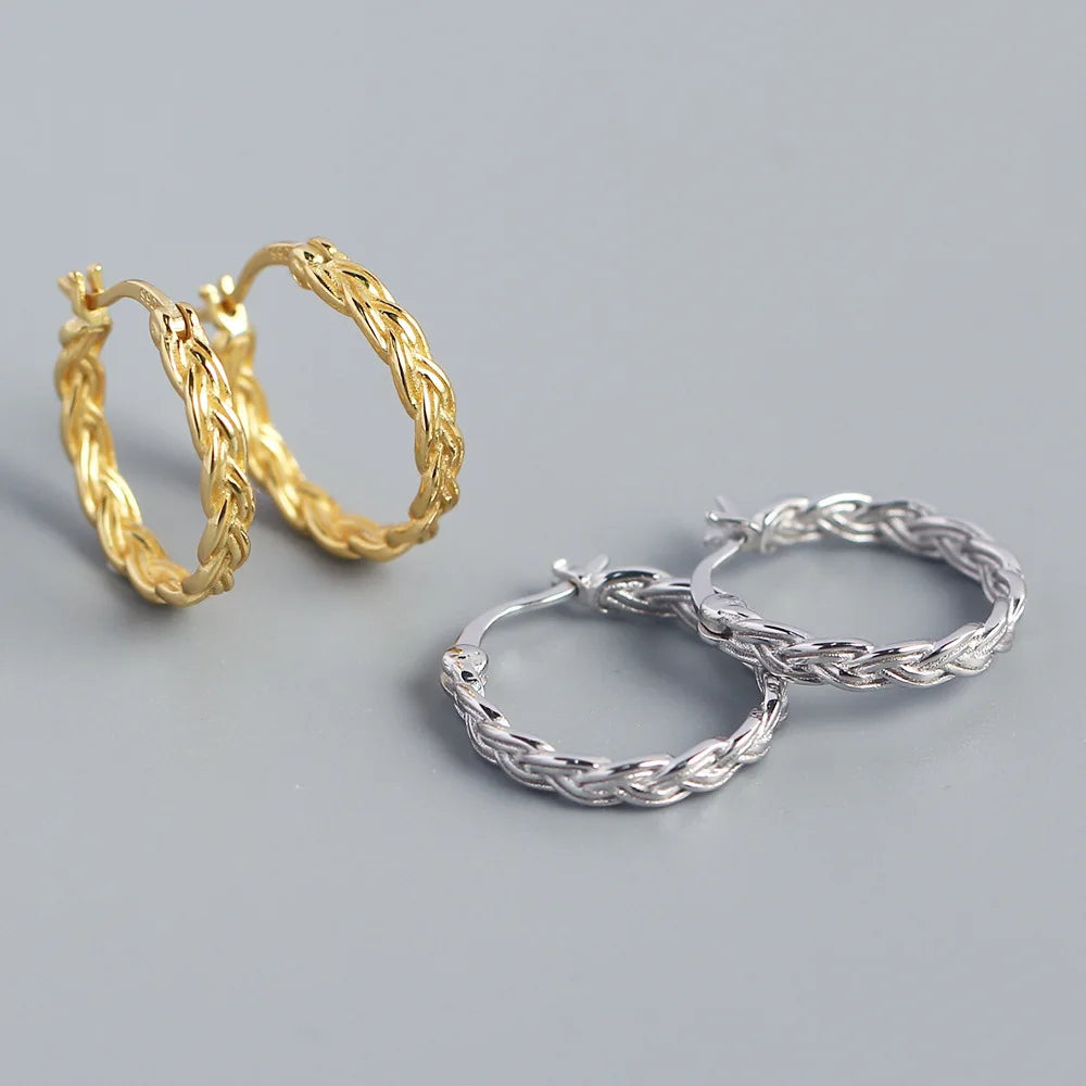 Wholesale New Fashion Design S925 Sterling Silver Weave Hoop Earrings for Women YHE0407