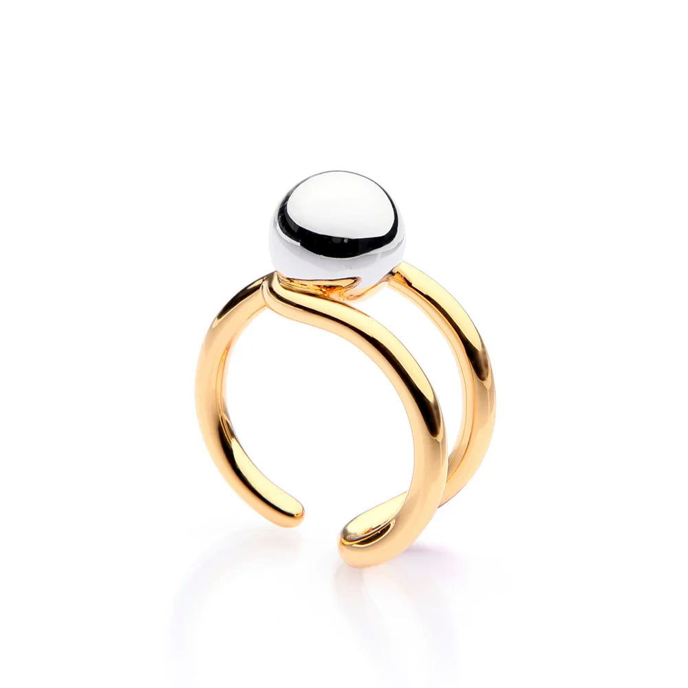 Fashion Double Line Knot Ball Rings for Women Daily Wear Gold Silver Plated Brass Finger Band Anillos Minimalist Jewelry