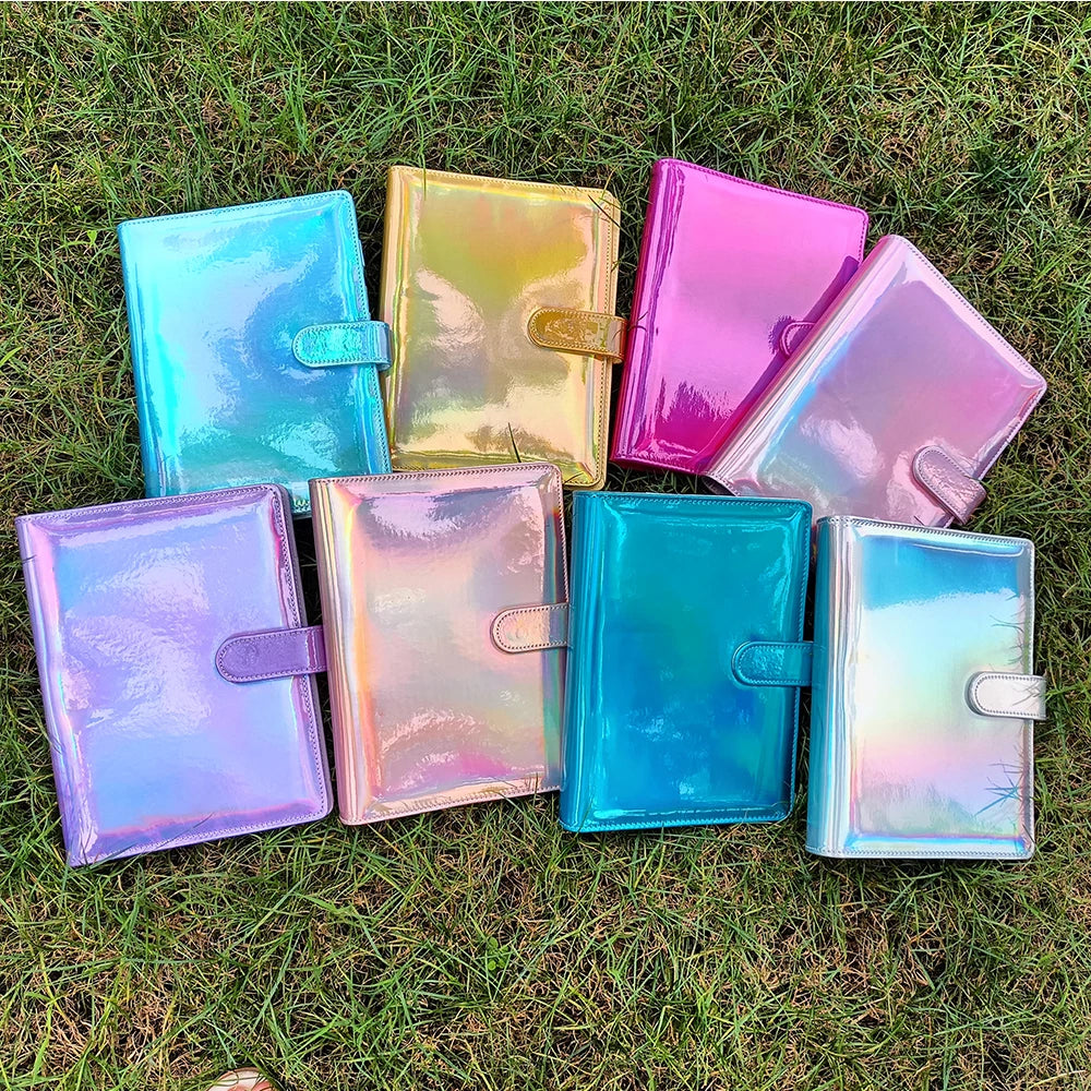 Wholesale Holographic Custom A5 Binders 6 Ring Binder A5 Budget Binders with Zipper Envelope