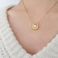 Dainty U Shape Charms Women Stainless Steel Sublimation 18k Gold Plated Pearl Pendants for Necklace