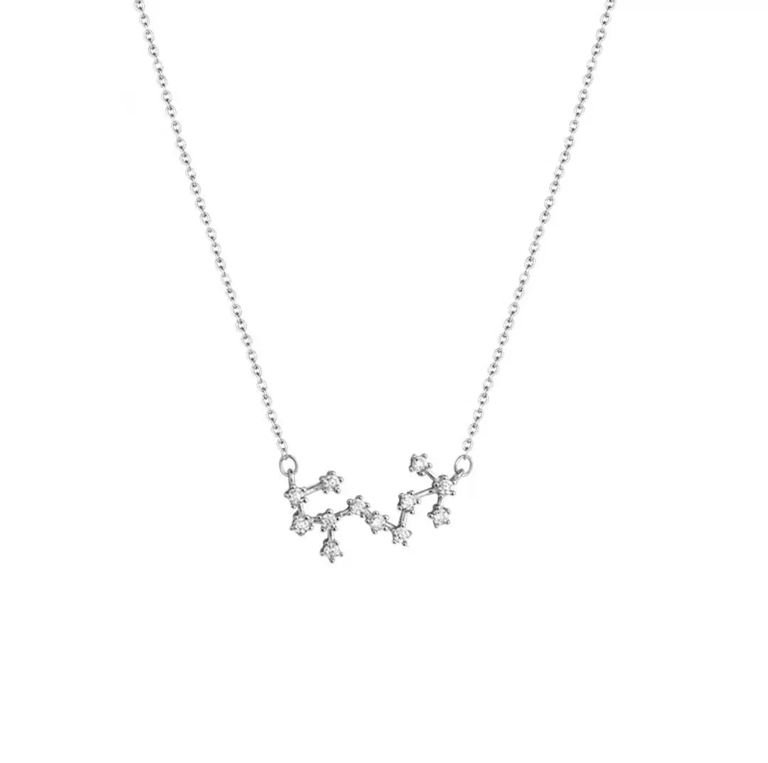ACME 925 Sterling Silver Constellations Choker Necklace Pisces Delicate Zircon Scorpio Astrology  Zodiac Personalized  Women