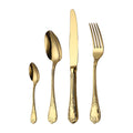 Luxury Stainless Steel 18/10 Mirror Polish Gold Plated Laser Logo Flatware Set for Wedding