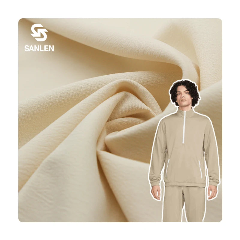 Elastic 100D Crinkle Woven Tracksuit Crepe Pants 4 Way Stretch 97% Polyester and 3% Spandex Fabric for Pajamas
