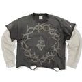 Custom Screen Print T-Shirt Cotton Distressed Acid Wash Vintage Double Layer Long Sleeveless T Shirt for Men