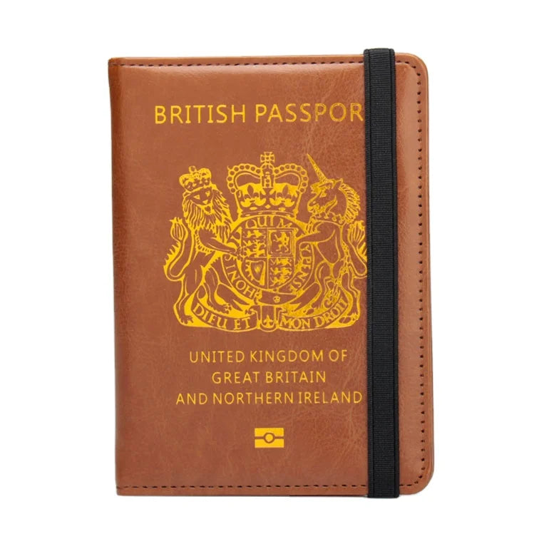 PU Leather Passport Wallet Colorful UK Passport Cover Holder Rfid Blocking  British Passport Wallet with Elastic Band