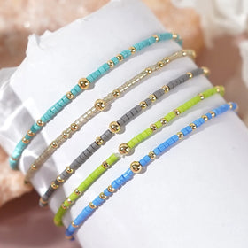 Go2boho 2024 Trendy Bohemian Multi Seed Copper Bracelet Gold Handmade Rainbow Jewelry New Year's Gift for Women Anniversaries