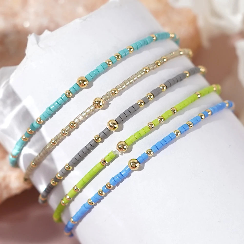 Go2boho 2024 Trendy Bohemian Multi Seed Copper Bracelet Gold Handmade Rainbow Jewelry New Year's Gift for Women Anniversaries