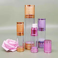 Customized Gold Purple Pink Gold 15ml 30ml 50ml Plastic Vacuum Pump Bottle Lotion Dispenser Travel Size