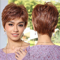 Brown Pixie Cut Synthetic Wigs Red Brown Layered Hair Wig Breathable Knotless MONO Good Lace Front Hair Wigs for Women
