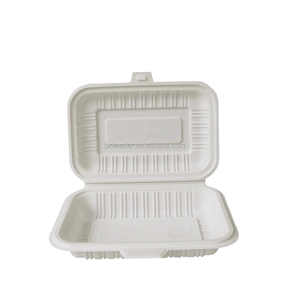 Eco-Friendly Cornstarch Microwavable Freezer Safe Lunch Box Biodegradable Waterproof Disposable Lid Takeaway Food Container