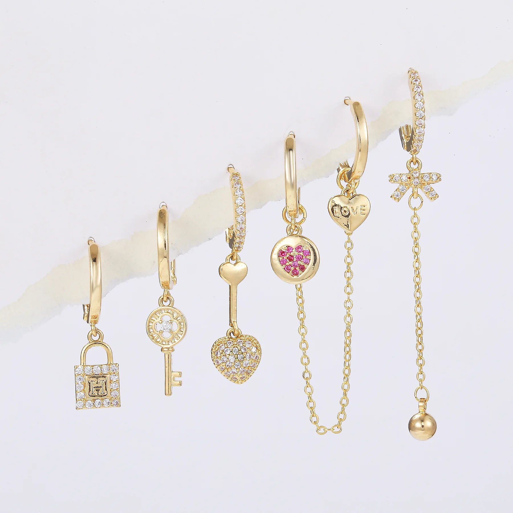 2025 New Fashion Jewelry Zircon Heart Earrings Set 18K Gold Plated Brass Earrings Personalized Exquisite Earrings Set for Women