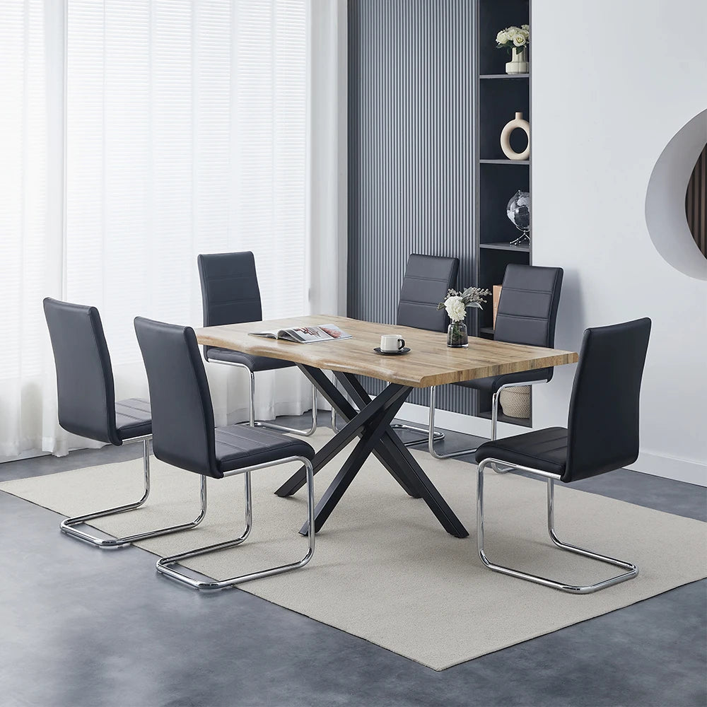New Design Modern X Shape Eco-friendly Iron Legs MDF Top High Gloss Dining Table and Dining Room Furniture for Hotel Use