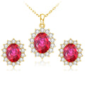 Custom Jewelry Any Ruby Gemstone Women 925 Sterling Silver 24k Gold Plated Rings and Earrings Jewelry Sets