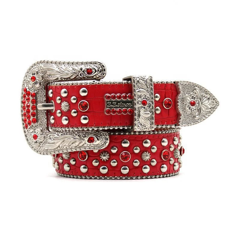 Western Cowboy Diamond Alloy Women's Waist Elastic Punk Y2k Brand HipHop Bb Beaded Male Pants Fashionable Wholesale Chain Belts