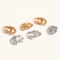 Dingran Minimalist Fashion Jewelry 18K Gold Plated Tarnish Free Stainless Steel Geometric Zircon Hoop Huggie Stud Earring