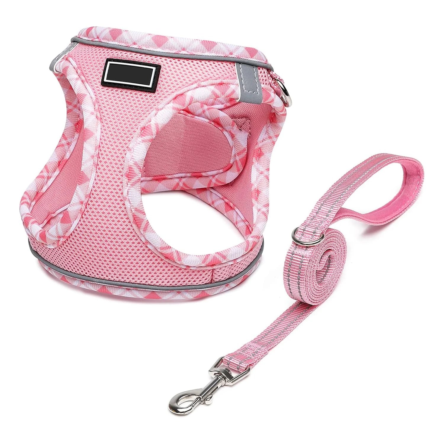 Custom Reflective Solid Dog Harness with Soft Padding Leather & Rubber Materials for Puppy Walking