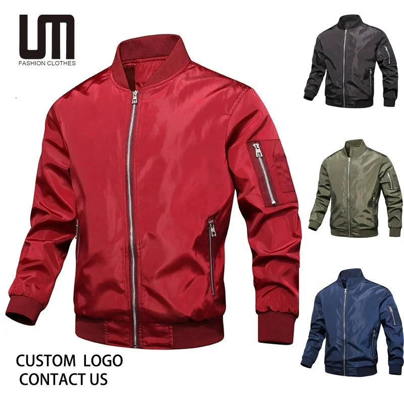 New Arrival Plus Size 7XL Men Bomber Jacket Windbreaker Coat Baseball Jacket Outerwear Streetwear Wholesale Custom Logo