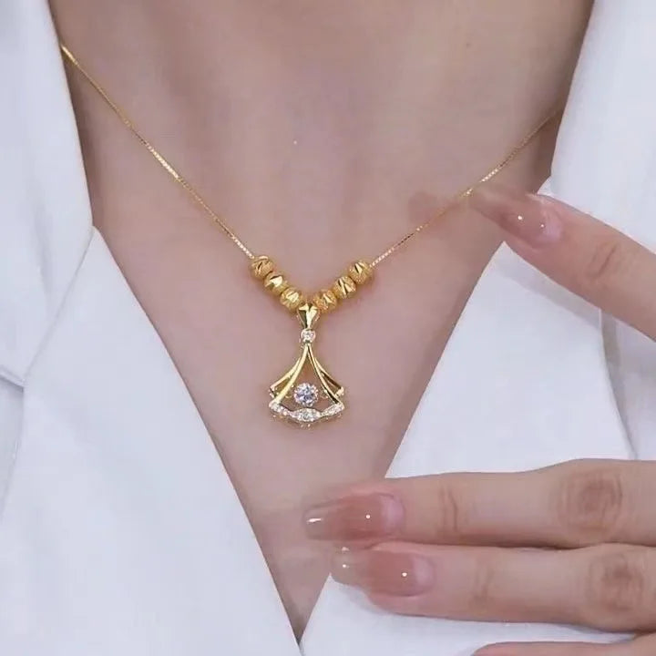 Fashion Cubic Zircon Pendant Necklace Women Fan Shape Choker Necklace Jewelry for Women Girls