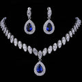 Luxury Minimalist Indian Bridal Jewelry Set Wedding Cubic Zirconia Water Drop Dangle Stud Earrings Choker Necklace Sets