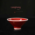 Jingdezhen Lang Black Handmade Bamboo-hat Type Cup Yunhuatang Red Glaze Tea Cup Each Is Different Unique Master Cup