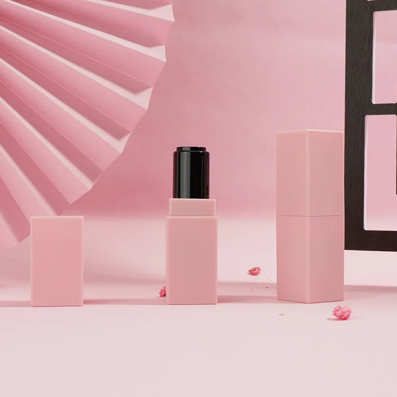 Wholesale square Shape Packaging Cosmetic pink Matte Lip Gloss Tube Empty Lipstick Tube Container