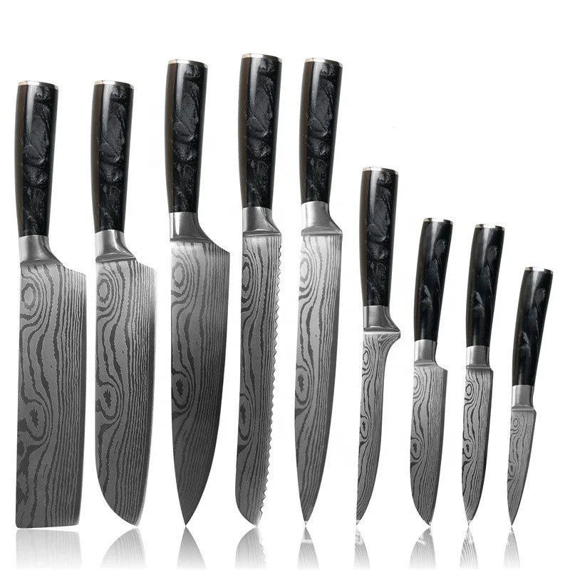 8PCS Eco-Friendly Modern Chef Knife Set Ultra Sharp Kitchen Knife Set Cutlery Set Premium Stainless Steel Knife