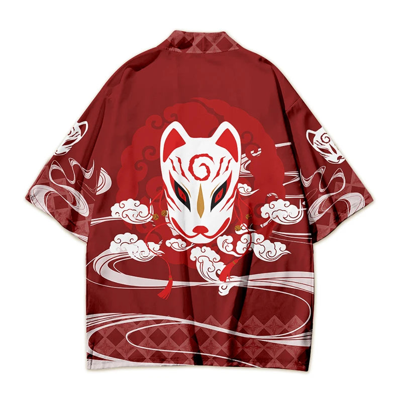 Custom Women Men Kimono Japanese Anime Cherry Blossom Print Samurai Haori Coat for Cosplay