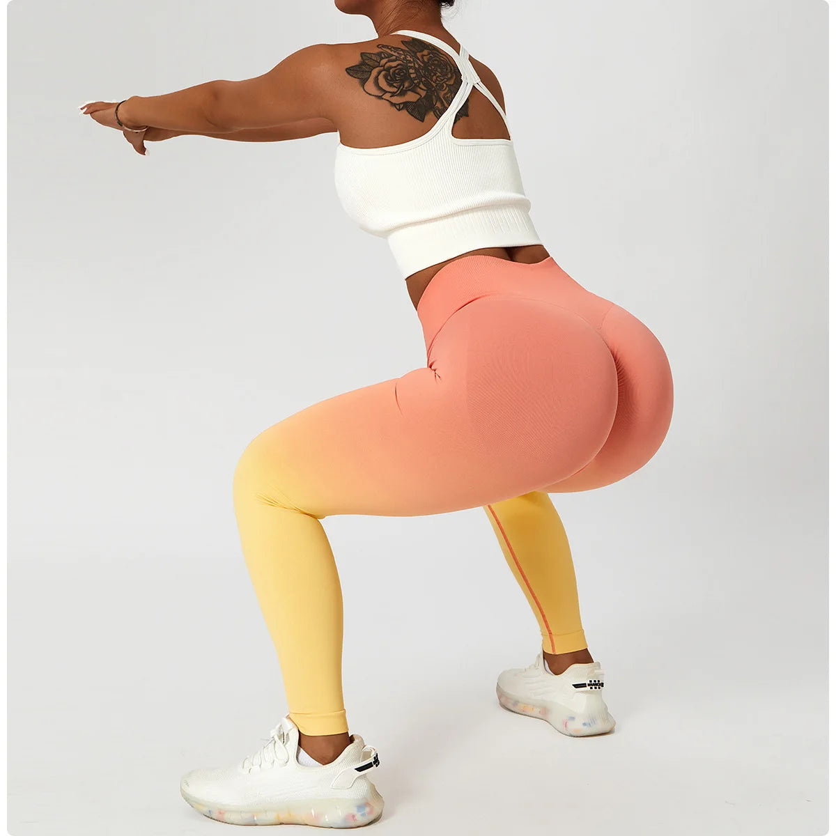 High Waist Quick Dry Seamless Colorful GYM Fitness Sport Wear Yoga Sets Pants Cloth Long Workout Yoga Leggings
