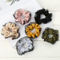 Wholesale Women Accessories Plain Solid Color Satin Silk Lace Hair Scrunchies Tulle
