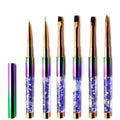 Hot Sale Professional Gel UV Nail Art Brush with Sequin Quicksand Premium Nylon Liner Painting Oval Flat Oblique 3D Nail Brush