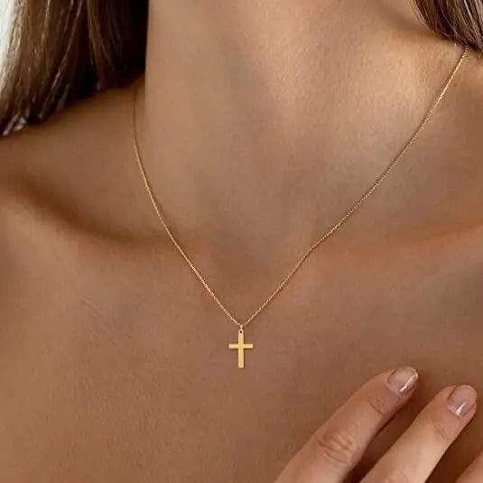 Ins Style Minimalist Cross Pendant Stainless Steel Necklace Gifts for Women
