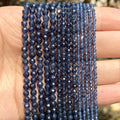 AsVrai U 2 3 4mm Natural Faceted Blue Sapphire Stones Loose Spacer Beads for Jewelry Making DIY Bracelet Earrings Accessories