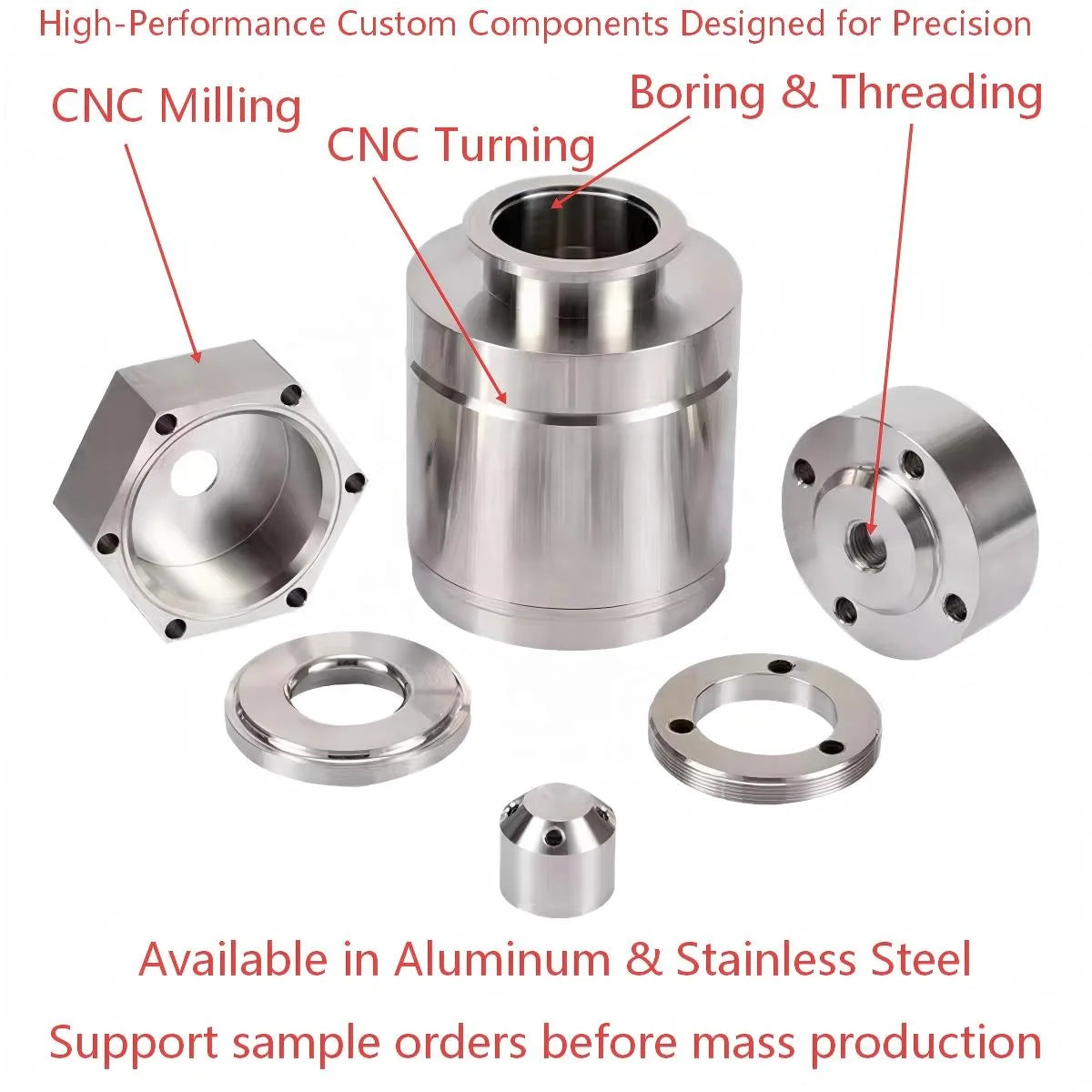 Custom Precision Aluminum Stainless Steel CNC Machining Parts | OEM CNC Turning Milling Drilling Components Automation Machinery