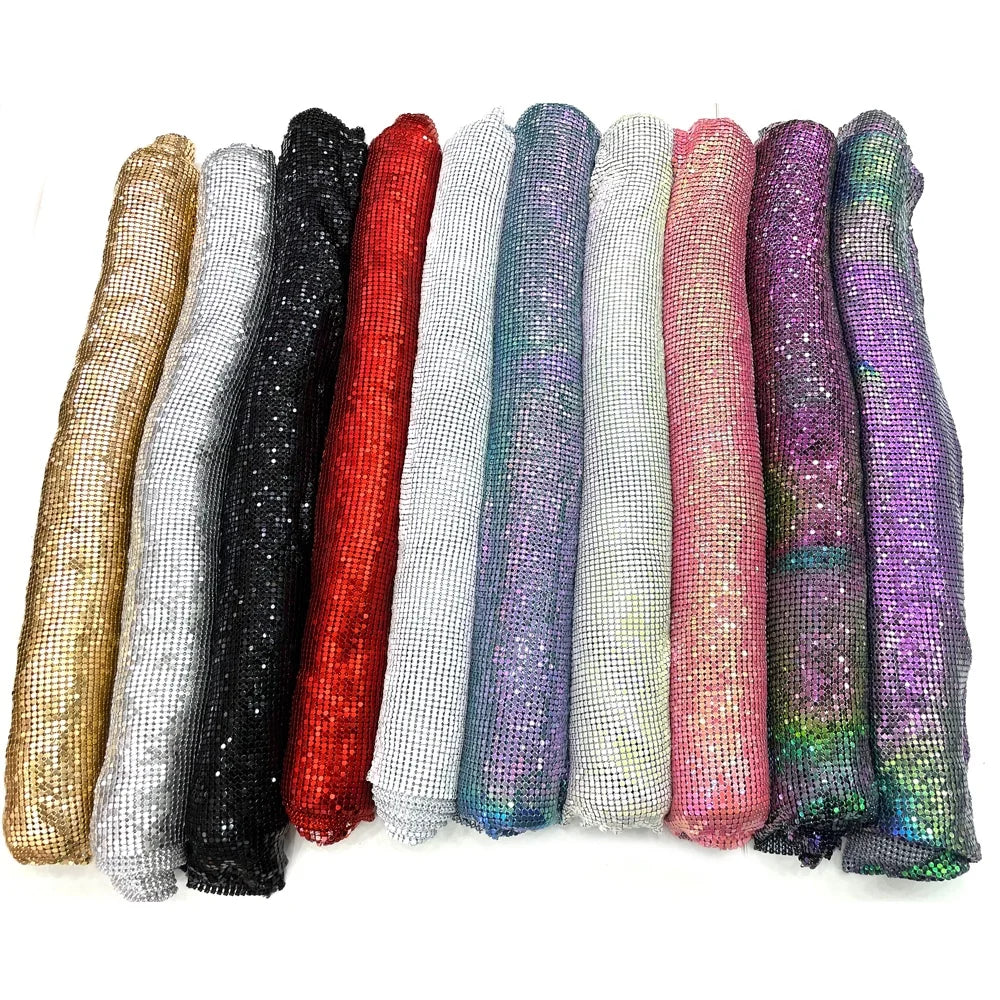 S535 Soft Flexible Aluminum Chainmail Mesh Fabric for Dress Metal Sequin Mesh Fabric