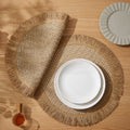 Wholesale 15 Inch Paper Round Placemats for Dining Table Woven Boho Decorative Circle Place Mat for Wedding Christmas Holiday
