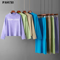 PASUXI 2026 Winter Women's Knitted Sweater Dress Sets Pullover Sweaters for Women Two Piece Set Clothing