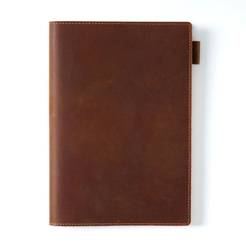Custom Cowhide Journal Cover Large Organizer Planner Vintage Brown Crazy Horse Genuine Leather A5 Notebook Customizable