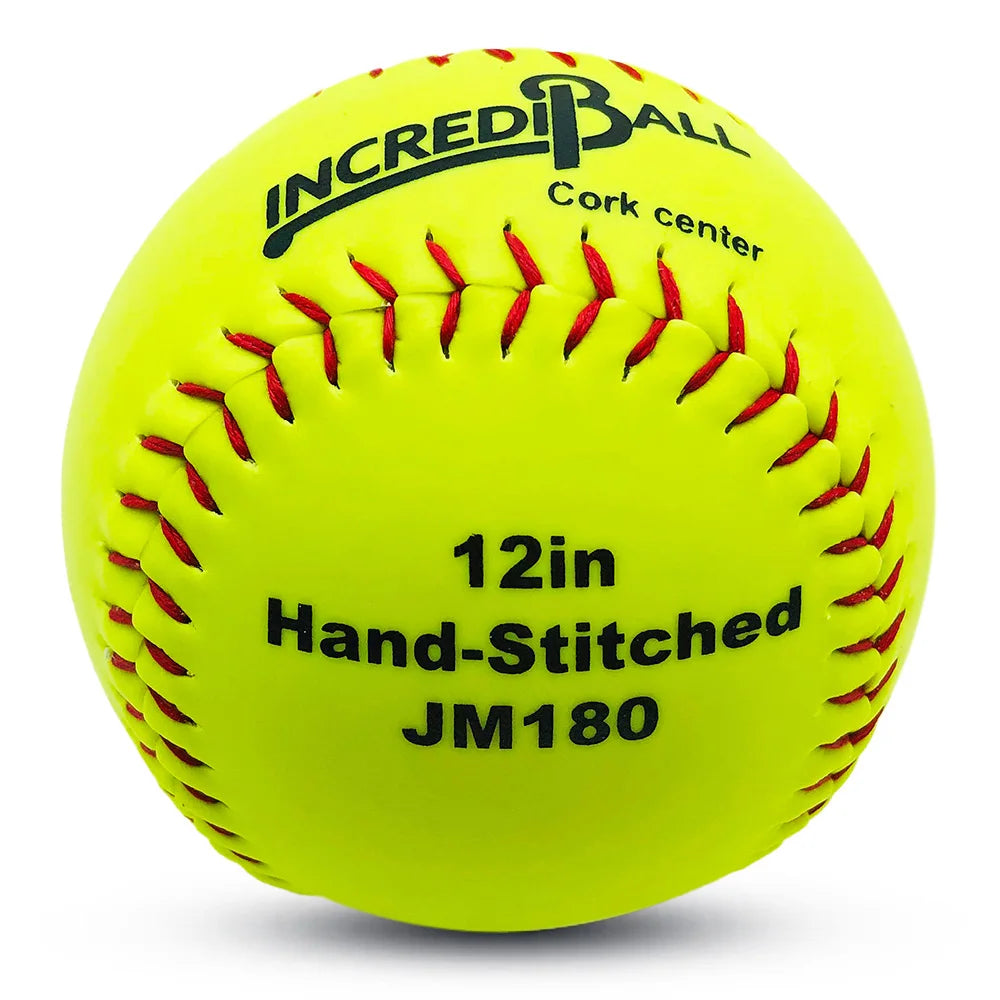 12 Inch Yellow Pvc Leather High Grade PK Cork Core Center 4 Fans Incrediball Game Quality Softball Balls