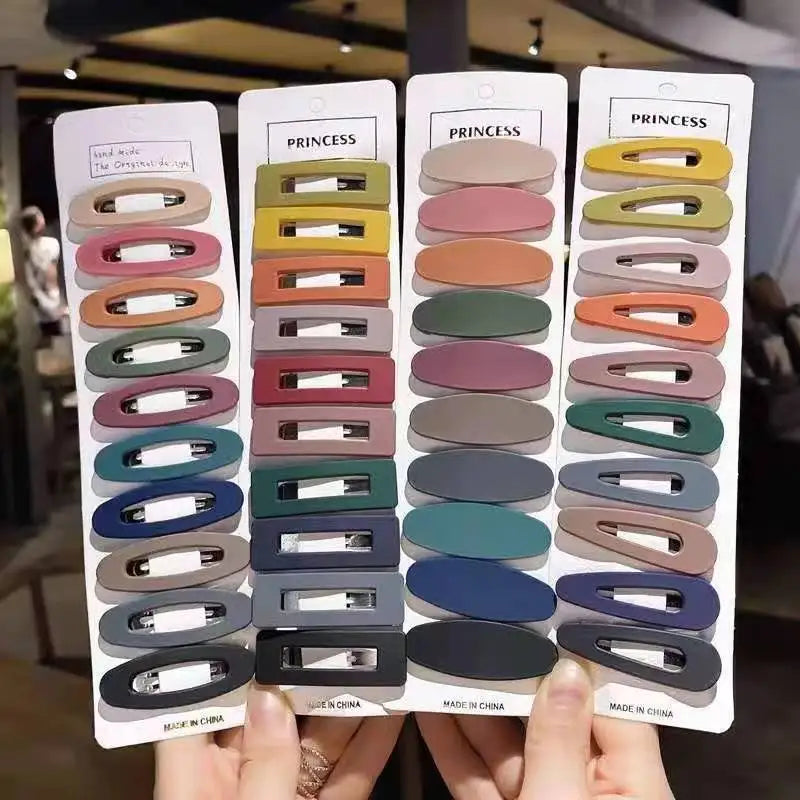 Choose Women Girl Fashion Hair Accessories Resin Colorful Geometric Hollow Matte Hairpins Hair Barrettes Clips 10 Pcs Set