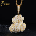 Fine Punk Style Jewelry Hip Hop Mens 925 Sterling Silver VVS Moissanite Diamond Iced Out Dollar Bills Pendant in Hand