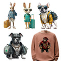 Custom Iron on Cool Bear Rabbit DTF Printing Sticker Hip Pop Street Hustle Animals Heat Transfer Stickers for Clothes
