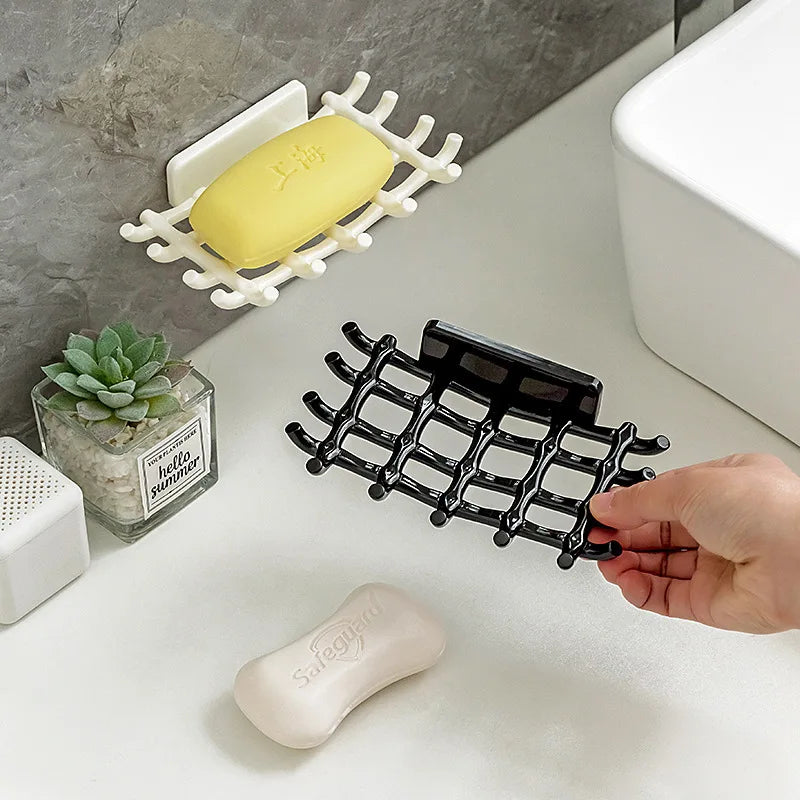 Wall Mounted Plastic Soap Box New Waterproof and Durable Bath Rack Hooks for Home Use Bathroom Drainage Shelf