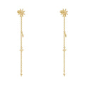 Original Design 18K Gold Plated Brass Jewelry Piercing Star Ear Stud Chain Tassel for Women Accessories Drop Earrings E221483