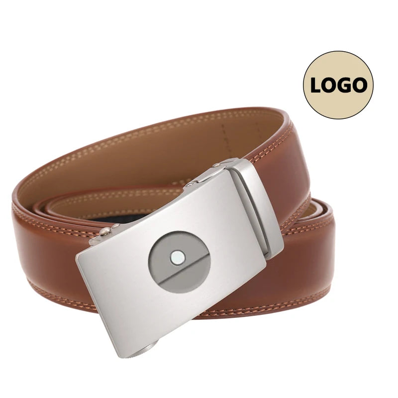 Custom logo Golf Ratchet Buckle Belt Luxury Mens Magnetic Waist Automatic Belts Genuine Leather Man Belt