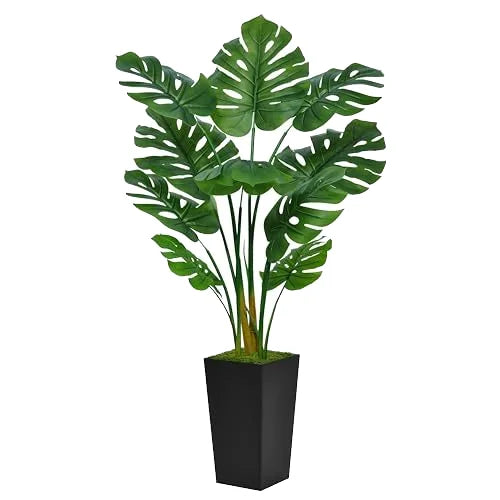 Factory Direct 140cm Large Artificial Green Gel Texture Tortoise Leaf Herb Potted Tree Type Decoration PE Material Plastic Pots